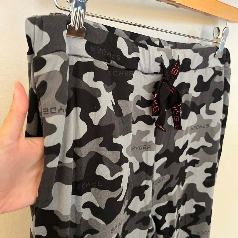 Spyder Womens Lg Grey Camo Lounge Set 2pc Sweatshirt Joggers Fleece NWT Pajamas